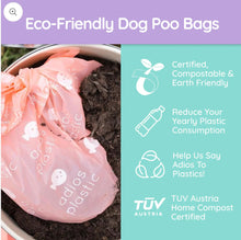 Load image into Gallery viewer, Adios Compostable Dog Poo Bags With Handle - Jumbo Roll - 120 bags with handy dispenser
