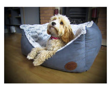 Load image into Gallery viewer, Snug &amp; Cosy Novara Print range Dog Bed with reversible cushion UK Made Luxury pet bed
