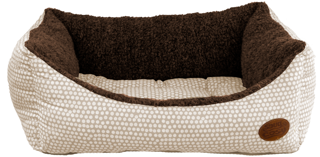 Snug & Cosy Polkadot Print range Dog Bed with reversible cushion UK Made Luxury pet bed