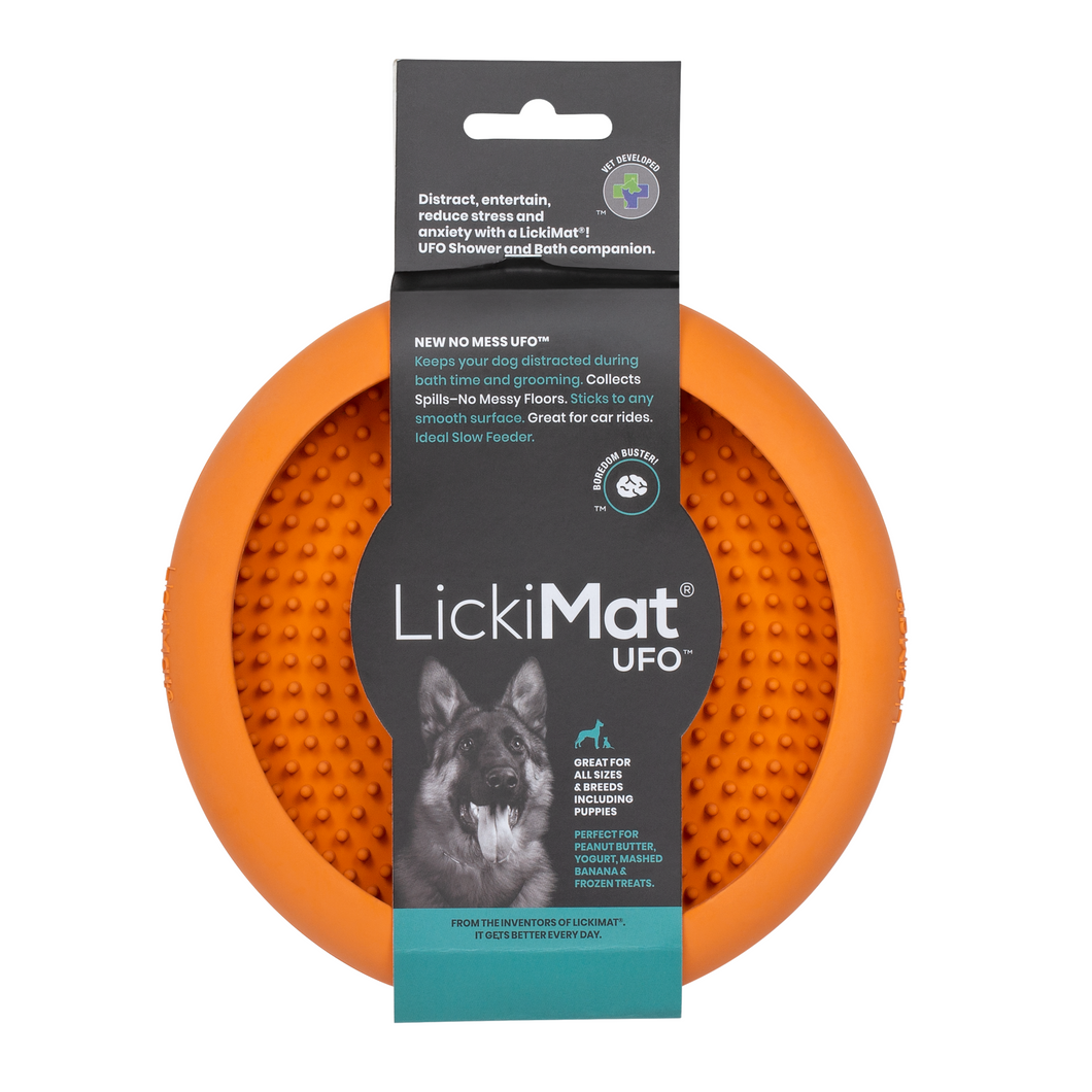 LickiMatⓇ UFO Dog & Cat enrichment feeding bowl made from natural rubber
